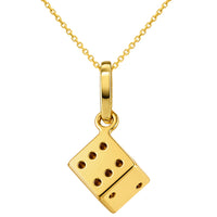 Load image into Gallery viewer, 14k Yellow Gold Mini Dice Pendant Necklace
