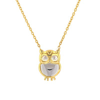 Load image into Gallery viewer, 14K Yellow Gold Owl Charm Pendant Necklace
