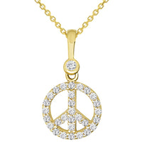 Load image into Gallery viewer, 14k Yellow Gold Peace Symbol Pendant Necklace
