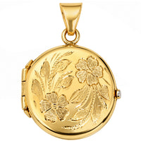 Load image into Gallery viewer, 14k Yellow Gold Round Floral Locket Pendant

