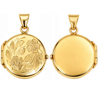 Load image into Gallery viewer, 14k Yellow Gold Round Floral Locket Pendant
