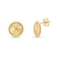 Load image into Gallery viewer, 14k Yellow Gold Round Sunburst Stud Earrings
