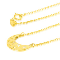 Load image into Gallery viewer, 14K Yellow Gold Sideways Crescent Moon Necklace

