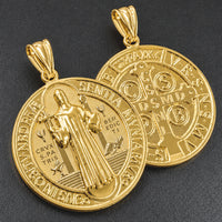 Load image into Gallery viewer, 14k Yellow Gold St Benedict Medallion Pendant
