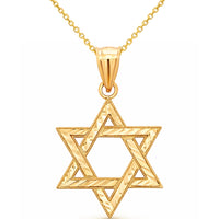 Load image into Gallery viewer, 14k Yellow Gold Star of David Pendant Necklace
