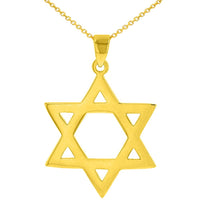 Load image into Gallery viewer, Solid 14K Yellow Gold Star Of David Hebrew Pendant Necklace
