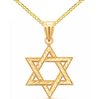 Load image into Gallery viewer, 14k Yellow Gold Star of David Pendant Necklace
