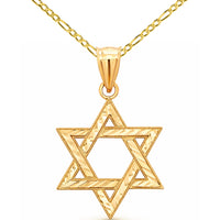 Load image into Gallery viewer, 14k Yellow Gold Star of David Pendant Necklace
