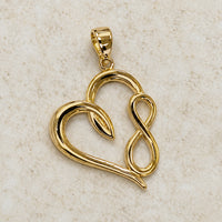 Load image into Gallery viewer, 14k Yellow Gold Swirl Heart Infinity Pendant
