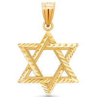 Load image into Gallery viewer, 14k Solid Yellow Gold Star of David Pendant with Diamond-Cut
