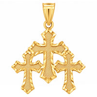 Load image into Gallery viewer, 14K Yellow Gold Triple Cross Cross Pendant
