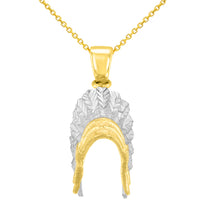 Load image into Gallery viewer, 14K Yellow Gold War Bonnets American Pendant
