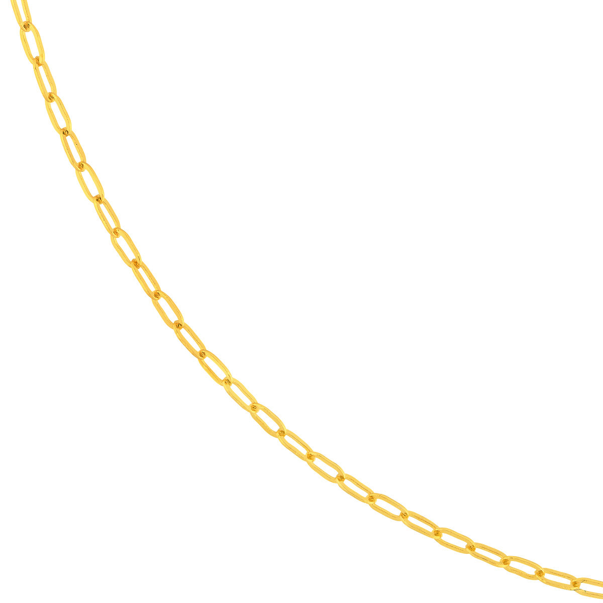 14k Yellow Gold 1.3mm Paperclip Adjustable Choker Chain Necklace with Spring Ring, 15 Inches