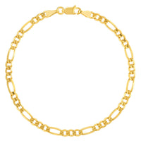 Load image into Gallery viewer, 14k Yellow Gold 2.5mm Hollow Figaro Chain Bracelet with Lobster Lock
