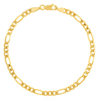 Load image into Gallery viewer, 14k Yellow Gold Hollow 3.5mm Figaro Chain Bracelet with Lobster Lock
