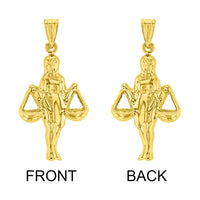 Load image into Gallery viewer, High Polish 14k Yellow Gold 3D Aquarius Water-Bearer Zodiac Sign Charm Pendant With Cable, Curb or Figaro Chain Necklace
