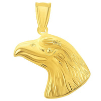 Load image into Gallery viewer, 14k Yellow Gold Polished 3D Bald Eagle Head Animal Pendant With Cable, Curb or Figaro Chain Necklace
