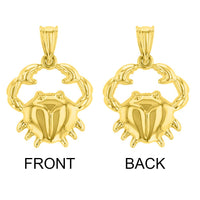 Load image into Gallery viewer, High Polish 14k Yellow Gold 3D Cancer Zodiac Sign Charm Crab Animal Pendant With Cable, Curb or Figaro Chain Necklace
