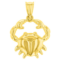 Load image into Gallery viewer, High Polish 14k Yellow Gold 3D Cancer Zodiac Sign Charm Crab Animal Pendant With Cable, Curb or Figaro Chain Necklace
