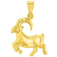 Load image into Gallery viewer, High Polish 14k Yellow Gold 3D Capricorn Zodiac Sign Charm Sea-Goat Animal Pendant With Cable, Curb or Figaro Chain Necklace
