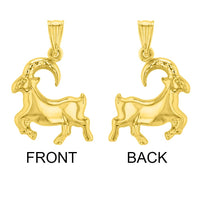 Load image into Gallery viewer, High Polish 14k Yellow Gold 3D Capricorn Zodiac Sign Charm Sea-Goat Animal Pendant With Cable, Curb or Figaro Chain Necklace
