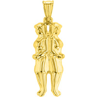 Load image into Gallery viewer, High Polish 14k Yellow Gold 3D Gemini Twins Zodiac Sign Pendant With Cable, Curb or Figaro Chain Necklace
