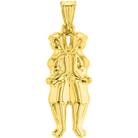 Load image into Gallery viewer, High Polish 14k Yellow Gold 3D Gemini Twins Zodiac Sign Pendant With Cable, Curb or Figaro Chain Necklace
