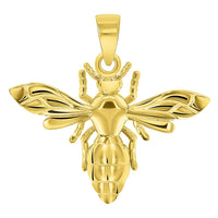 Load image into Gallery viewer, 14k Yellow Gold Well Detailed 3D Honey Bee Charm Bumblebee Insect Pendant Necklace
