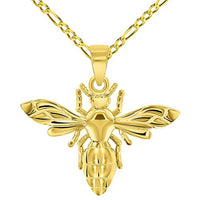 Load image into Gallery viewer, 14k Yellow Gold Well Detailed 3D Honey Bee Charm Bumblebee Insect Pendant Necklace
