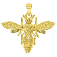 Load image into Gallery viewer, 14k Yellow Gold Well Detailed 3D Honey Bee Charm Bumblebee Insect Pendant Necklace
