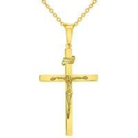 Load image into Gallery viewer, 14k Yellow Gold 3D INRI Catholic Christian Crucifix Cross Pendant Necklace

