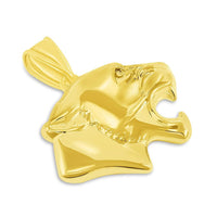 Load image into Gallery viewer, 14k Yellow Gold 3D Jaguar Head Animal Pendant With Cable, Curb or Figaro Chain Necklace
