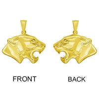 Load image into Gallery viewer, 14k Yellow Gold 3D Jaguar Head Animal Pendant With Cable, Curb or Figaro Chain Necklace
