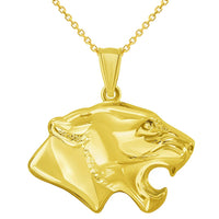 Load image into Gallery viewer, 14k Yellow Gold 3D Jaguar Head Animal Pendant With Cable, Curb or Figaro Chain Necklace
