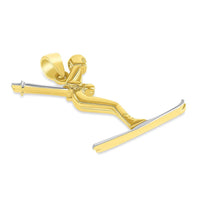 Load image into Gallery viewer, 14k Yellow Gold 3D Snow Skier Skiing Two Tone Sports Pendant With Cable, Curb or Figaro Chain Necklace
