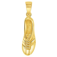 Load image into Gallery viewer, Solid 14k Yellow Gold 3D Soccer Cleet Shoe Charm Football Sports Pendant with Cable, Curb or Figaro Chain Necklace
