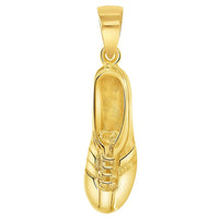 Load image into Gallery viewer, Solid 14k Yellow Gold 3D Soccer Cleet Shoe Charm Football Sports Pendant with Cable, Curb or Figaro Chain Necklace
