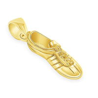 Load image into Gallery viewer, Solid 14k Yellow Gold 3D Soccer Cleet Shoe Charm Football Sports Pendant with Cable, Curb or Figaro Chain Necklace
