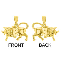 Load image into Gallery viewer, High Polish 14k Yellow Gold 3D Taurus Zodiac Sign Bull Animal Pendant With Cable, Curb or Figaro Chain Necklace
