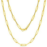 Load image into Gallery viewer, 14k Yellow Gold 3mm Paperclip Link Chain Necklace with Lobster Claw Clasp
