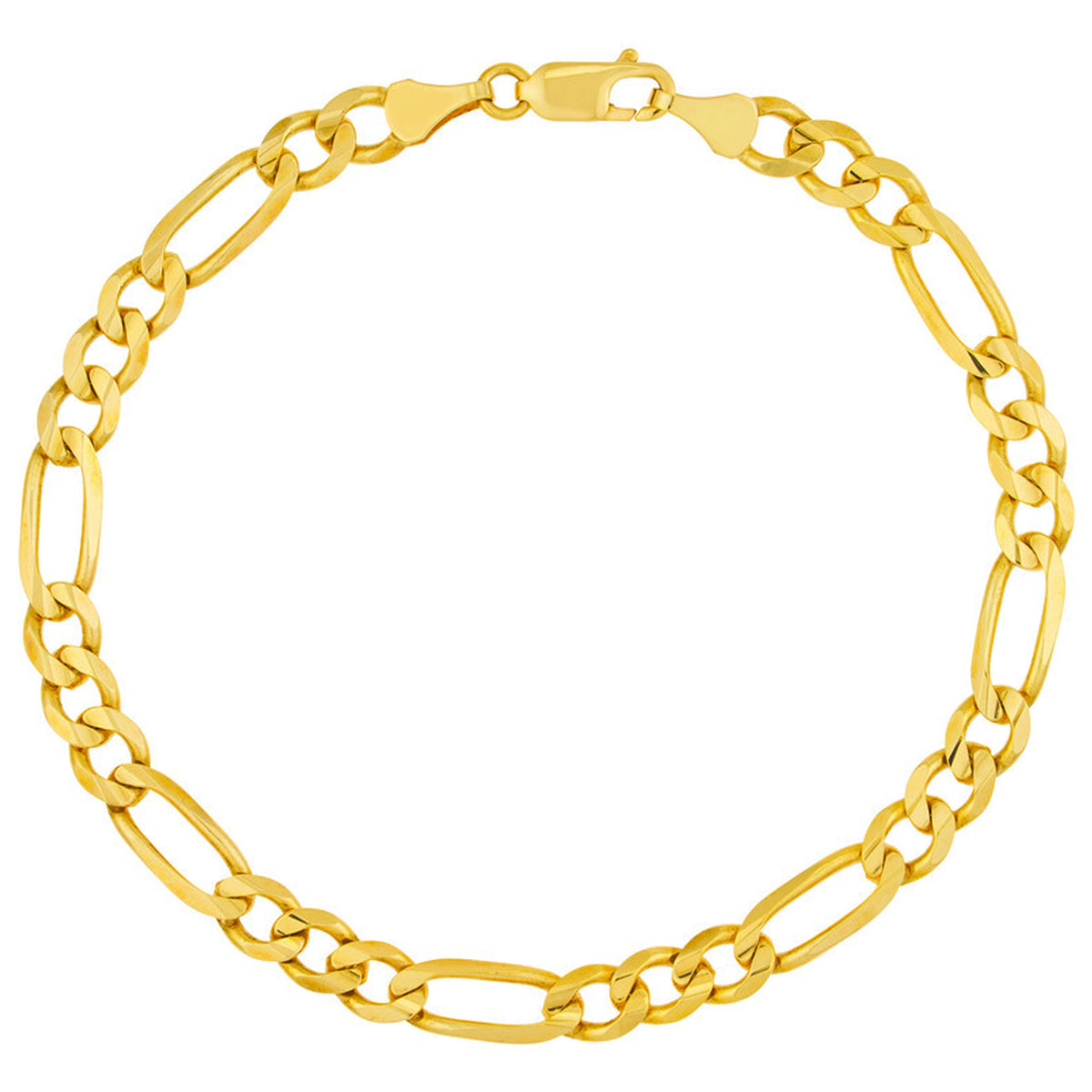 14k Yellow Gold 4mm Hollow Figaro Chain Bracelet with Lobster Lock