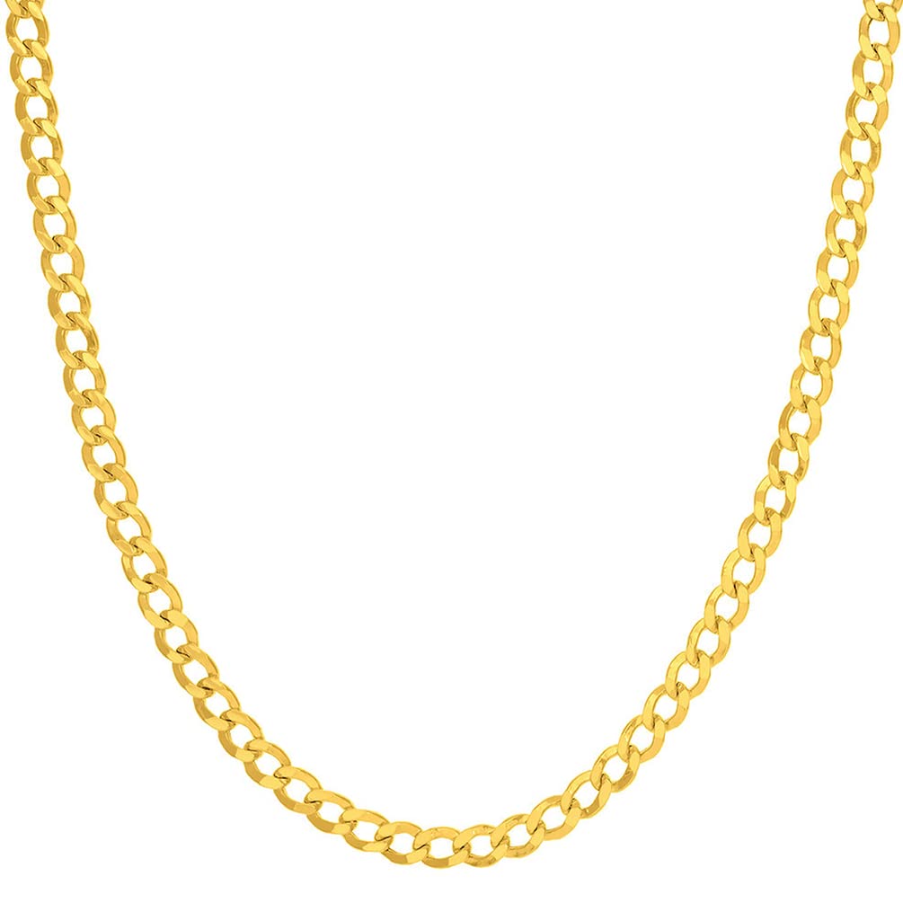 14k Yellow Gold 5.5mm Hollow Open Curb Chain Necklace with Lobster Lock