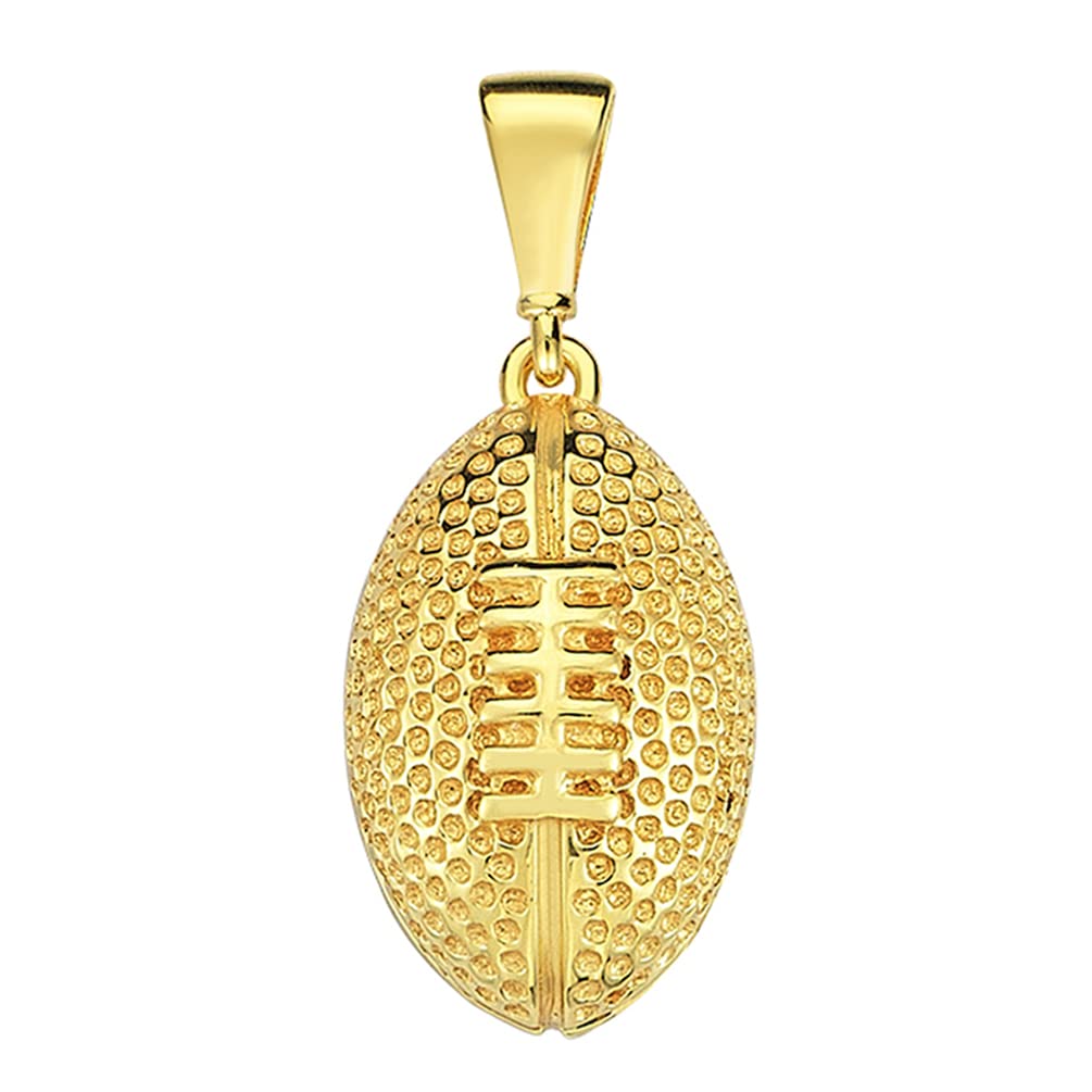 14k Yellow Gold American Football Charm Small Sports Ball Pendant