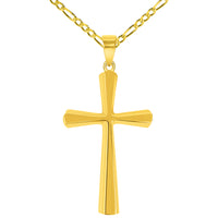 Load image into Gallery viewer, Solid 14k Yellow Gold Beveled Edge Simple Religious Cross Pendant Necklace
