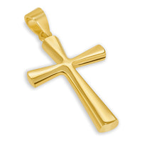 Load image into Gallery viewer, Solid 14k Yellow Gold Beveled Edge Simple Religious Cross Pendant Necklace
