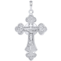 Load image into Gallery viewer, 14k White Gold Botonnee St. Olga Orthodox Cross IC XC NIKA Crucifix Pendant
