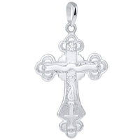 Load image into Gallery viewer, 14k White Gold Botonnee St. Olga Orthodox Cross IC XC NIKA Crucifix Pendant
