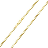 Load image into Gallery viewer, 14k Yellow Gold or White Gold 2.5mm Hollow Braided D/C Wheat Chain Necklace with Lobster Claw Clasp
