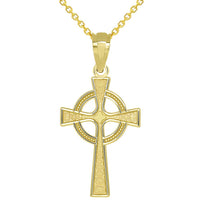 Load image into Gallery viewer, 14k Yellow Gold Celtic Cross with Eternity Circle Pendant with Cable Necklace
