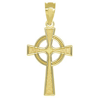 Load image into Gallery viewer, 14k Yellow Gold Celtic Cross with Eternity Circle Pendant with Cable Necklace
